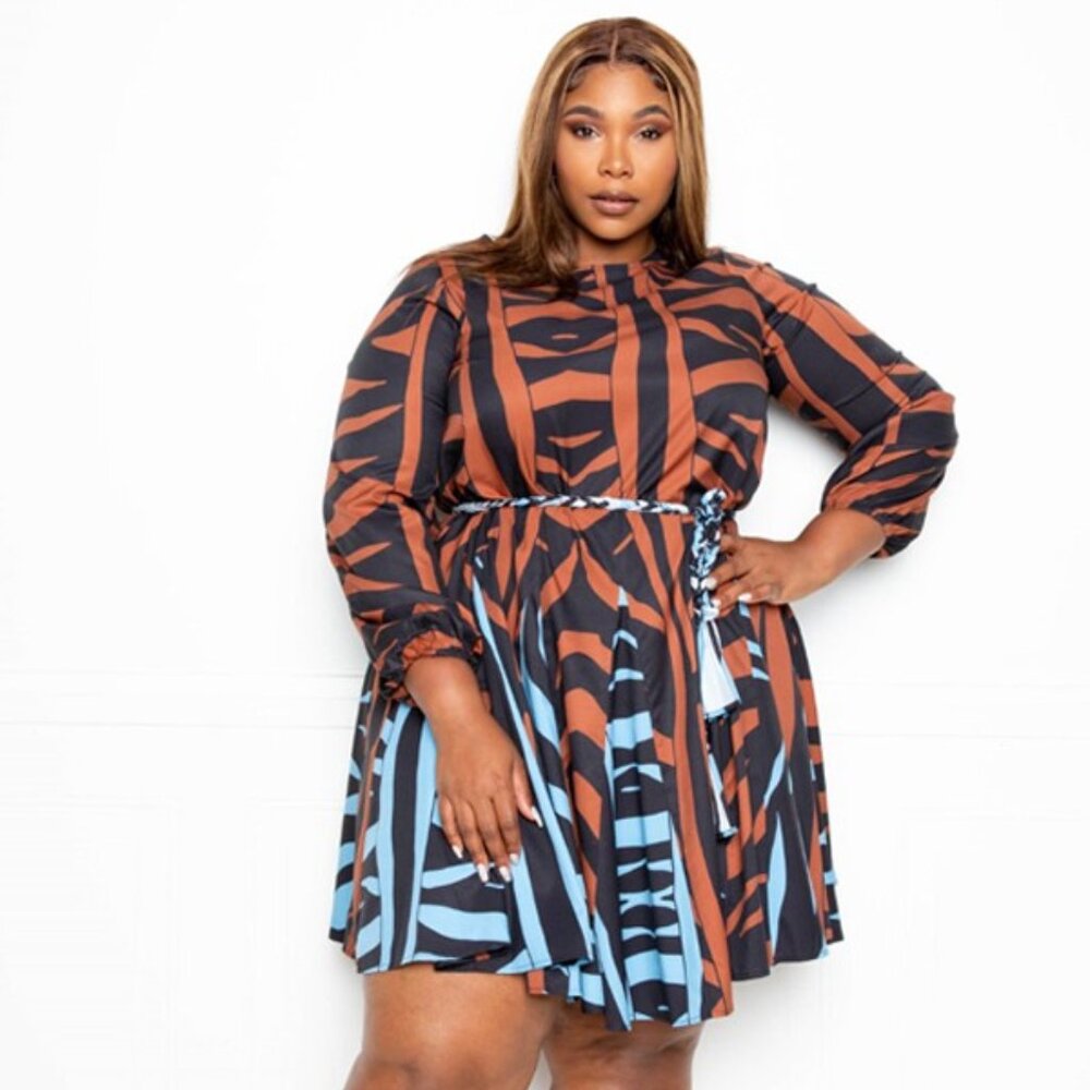 Multi Brown Dress- PLUS NWT